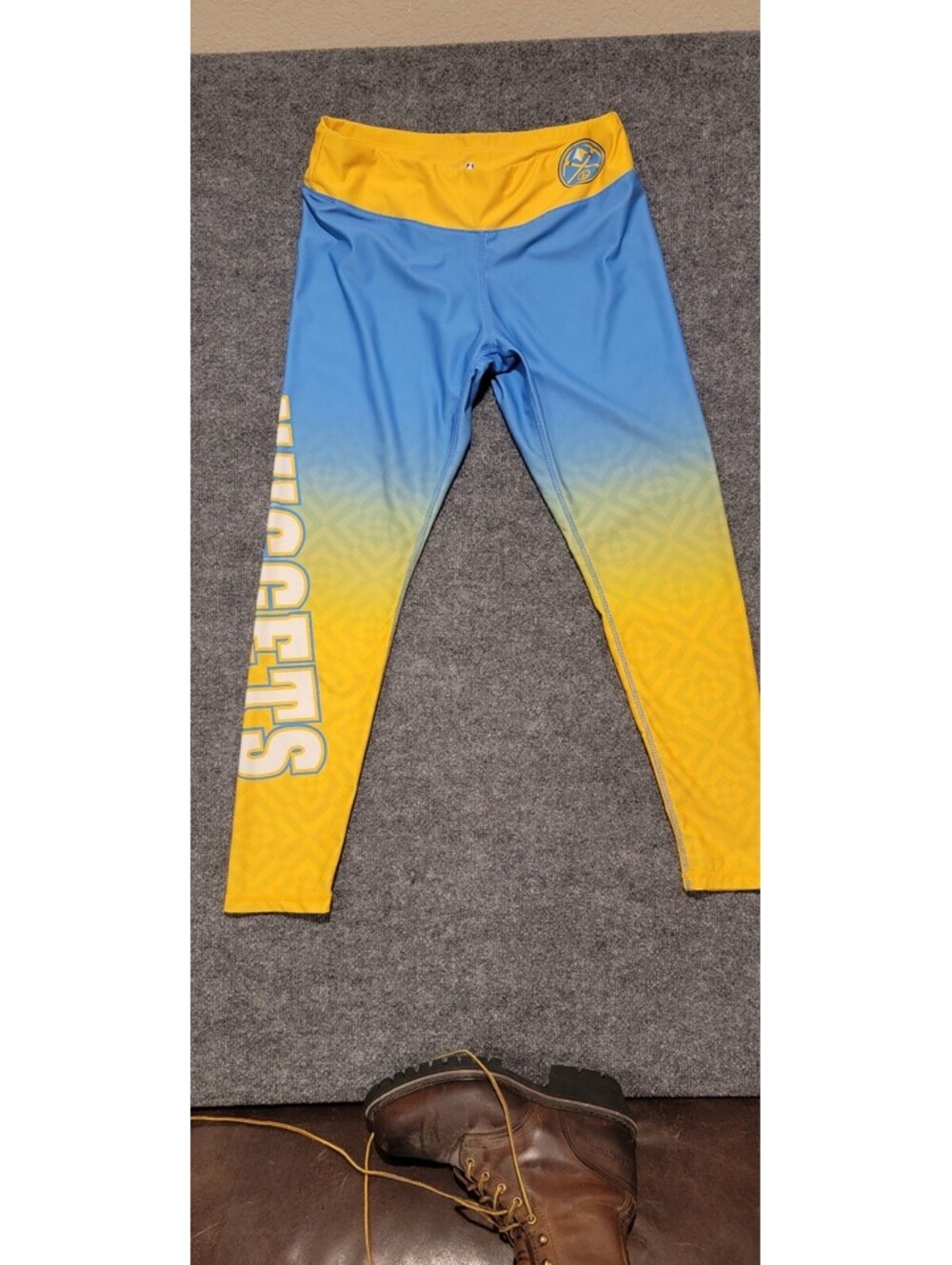 Klew Denver Nuggets Womens Size Large Leggings Blue Yellow Gradient Tights 442